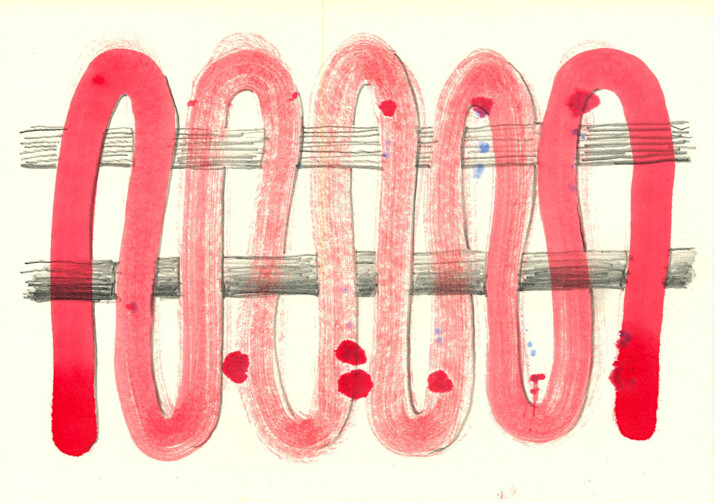 Tekening getiteld "Amphisbaena" door Dimitris Kritsotakis, Origineel Kunstwerk, Inkt