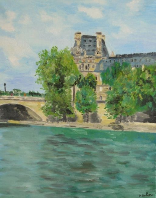 Painting titled "Paris, le Louvre" by Dimitri Salon, Original Artwork
