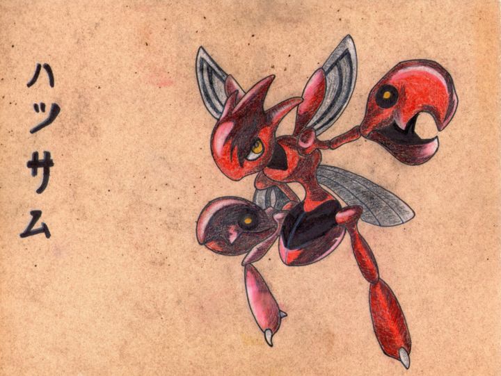 Drawing titled "Pokemon - Scizor" by Dimitris Sitas, Original Artwork, Pencil