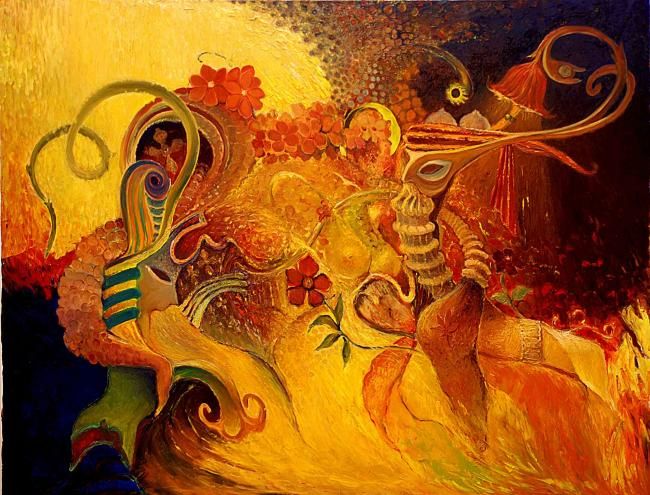 Painting titled "Bohemian Game" by Dimitri Zukov Art Of Color, Original Artwork