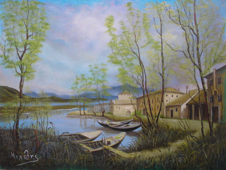 Ζωγραφική με τίτλο "Tranquility" από Dimitrios Michelis, Αυθεντικά έργα τέχνης, Λάδι