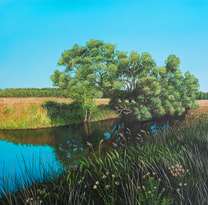 Along The Riverside, Painting by Dietrich Moravec Artmajeur