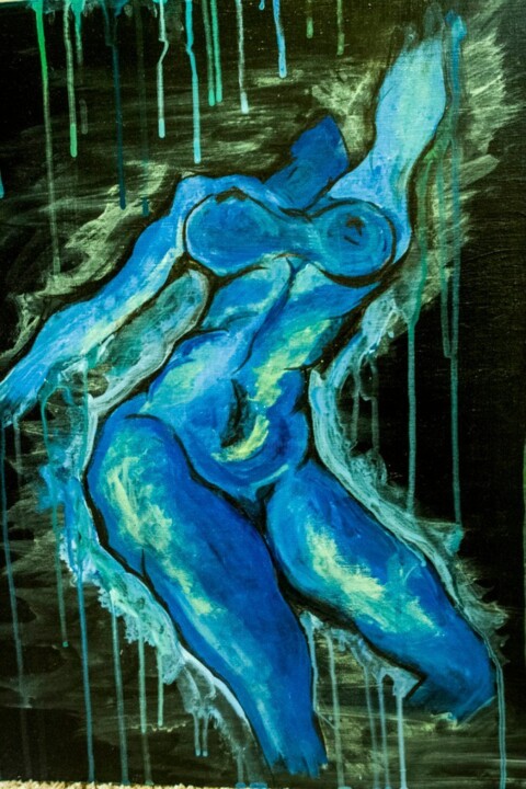 Картина под названием "Blue" - Dina Dar, Подлинное произведение искусства, Акрил