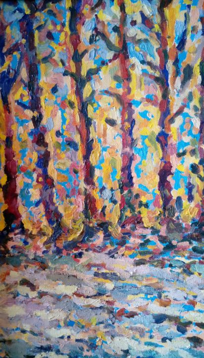 Painting titled "Forest. February" by Dina Khabibullina (Dina Adagio), Original Artwork, Oil
