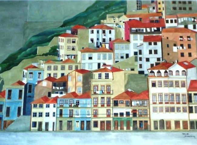 Pintura intitulada "PORTO 002 - Aguarela" por Dina De Souza, Obras de arte originais, Óleo