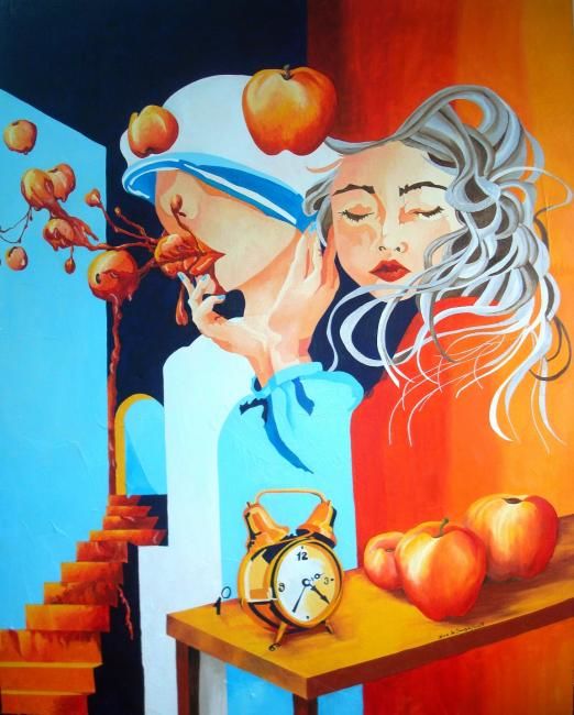 Peinture intitulée "Divagando sobre o É…" par Dina De Souza, Œuvre d'art originale, Huile