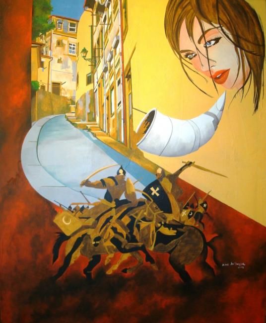 Painting titled "LENDA DE MIRAGAIA I…" by Dina De Souza, Original Artwork, Oil
