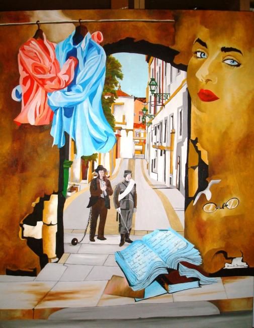 Painting titled "CAMILO E A CADEIA D…" by Dina De Souza, Original Artwork, Oil