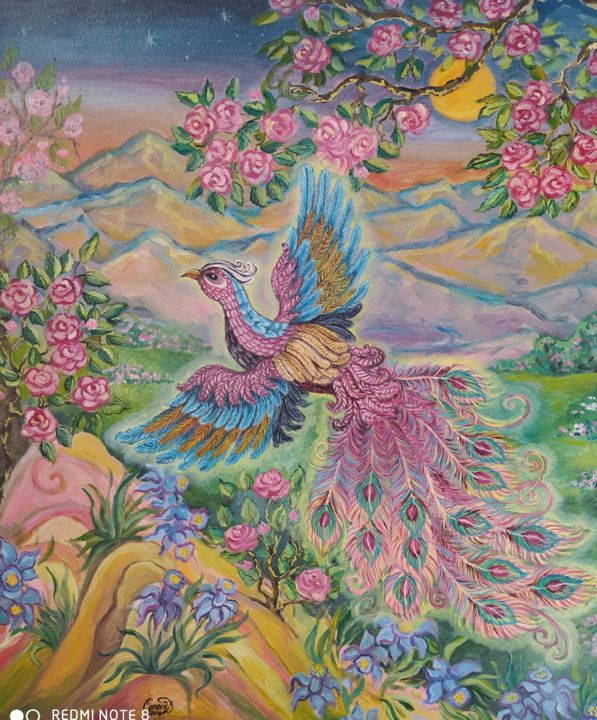 Картина под названием "Birds of paradise" - Динара Сулеева, Подлинное произведение искусства, Масло