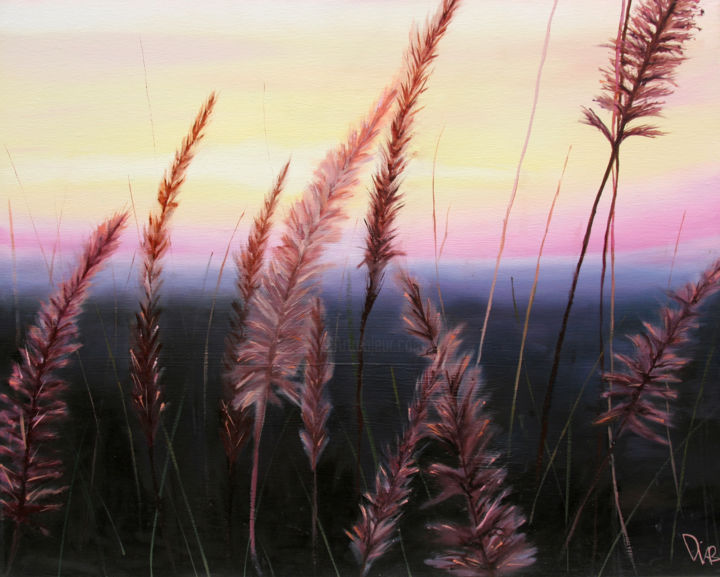 Painting titled "Summer Evening" by Dinara Aristo, Original Artwork, Oil