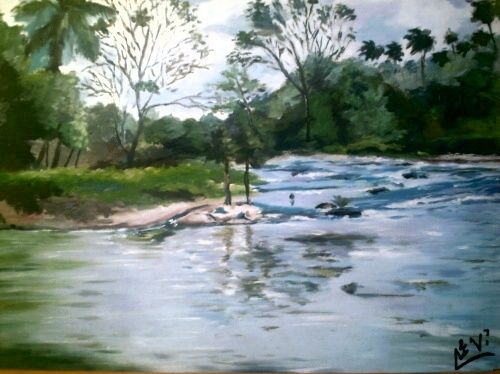 Peinture intitulée "la belle rive" par Fen, Œuvre d'art originale