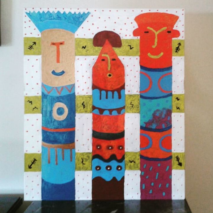 Painting titled "Totem" by D-Lab, Original Artwork, Acrylic