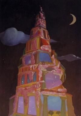 Painting titled "La torre di Babele" by Dino Paiano, Original Artwork