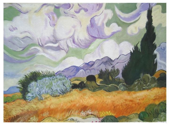 Pintura titulada "Wheat field with Cy…" por Dino, Obra de arte original