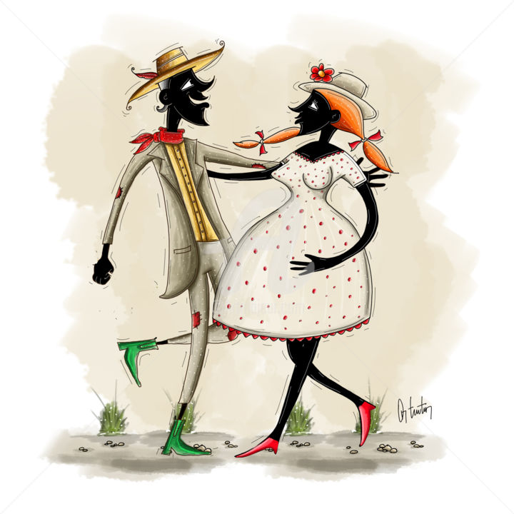 Pintura intitulada "danc-a-casal-01.jpg" por Dioge Tsutsumi, Obras de arte originais, Outro