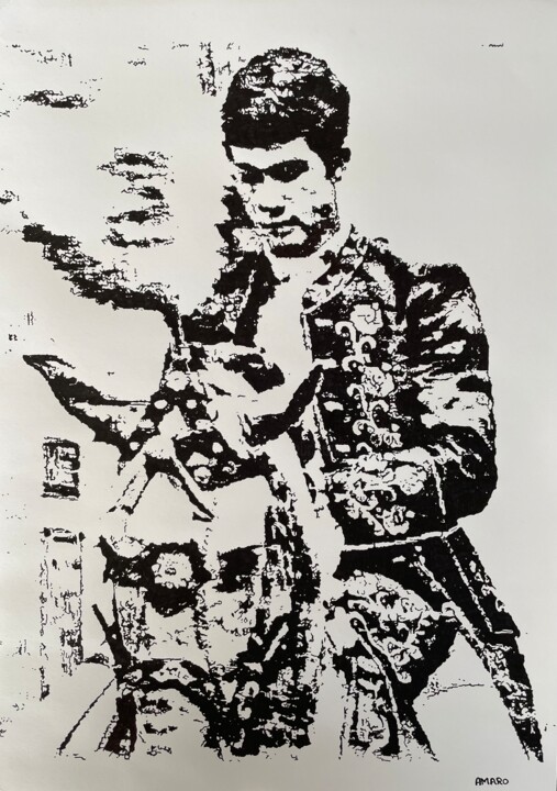 Disegno intitolato "Cavaleiro" da Diogo Amaro, Opera d'arte originale, Grafite