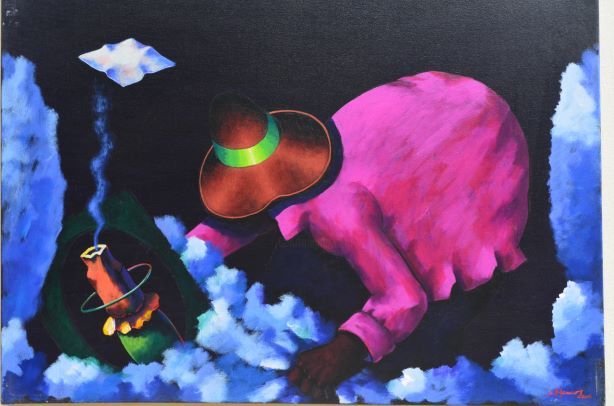 Peinture intitulée "Sembradores" par Dionisio Blanco, Œuvre d'art originale, Huile
