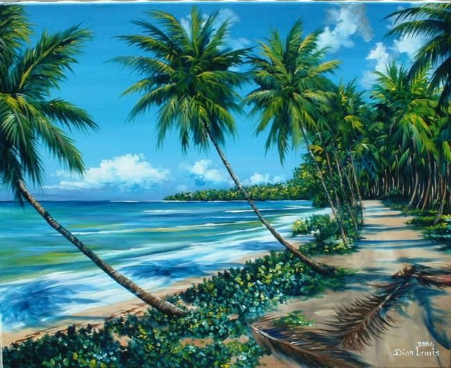 Painting titled "South Andros Coconu…" by Dion Lewis, Original Artwork, Oil