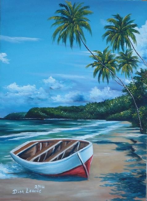 Painting titled "Shore line" by Dion Lewis, Original Artwork, Oil