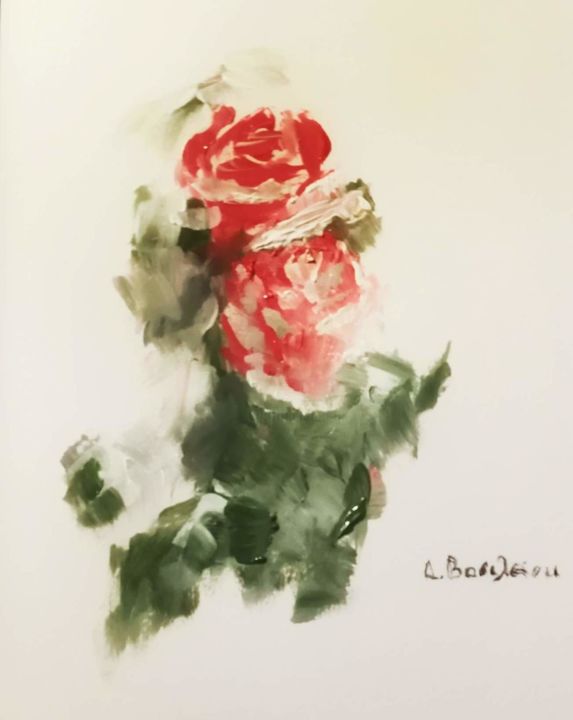 Peinture intitulée "Red Rose" par Dionysos Vasileiou, Œuvre d'art originale, Acrylique