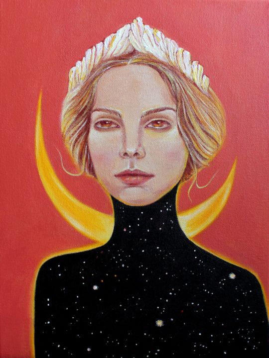 Картина под названием "Хранительница ночи" - Татьяна Белоусова, Подлинное произведение искусства, Акрил