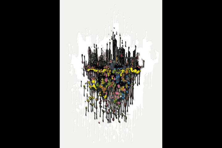 Artes digitais intitulada "Trash Rain" por Laurent Diesler, Obras de arte originais, Pintura digital