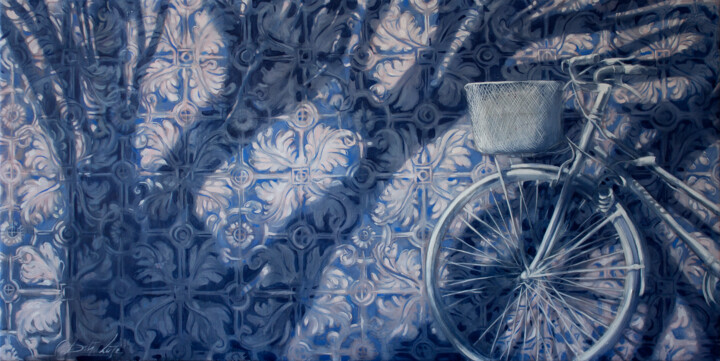 绘画 标题为“White bicycle” 由Dita Lūse, 原创艺术品, 油