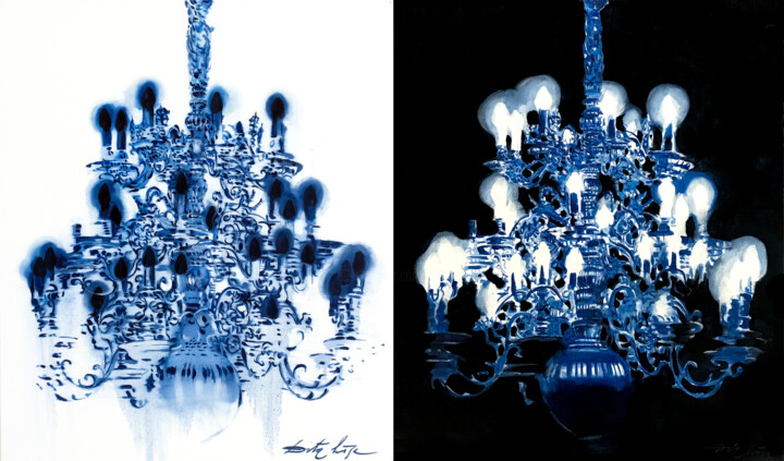 Картина под названием "Dark light, White l…" - Dita Lūse, Подлинное произведение искусства, Масло Установлен на Деревянная р…