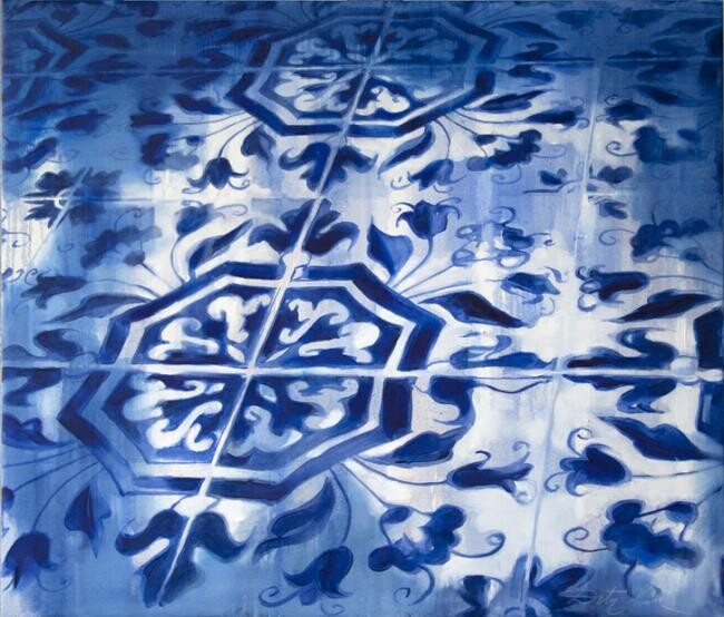 Pittura intitolato "Tomar tiles" da Dita Lūse, Opera d'arte originale