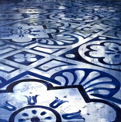 Pittura intitolato "Blue floor" da Dita Lūse, Opera d'arte originale