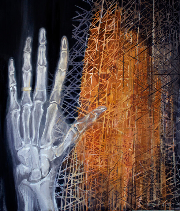 Картина под названием "Connections" - Dita Lūse, Подлинное произведение искусства, Масло Установлен на Деревянная рама для н…