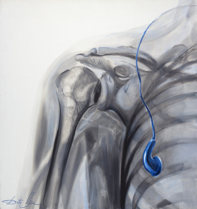 Pintura intitulada "Headphone" por Dita Lūse, Obras de arte originais, Óleo Montado em Armação em madeira