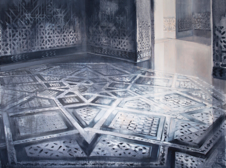 Painting titled "Floor pattern" by Dita Lūse, Original Artwork, Oil