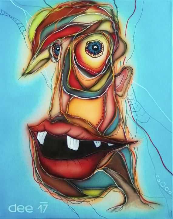 Painting titled "Mr.No teeth" by Dee, Original Artwork, Acrylic