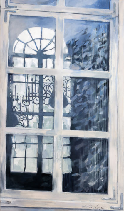 Painting titled "Old manor" by Dita Luse, Original Art, Oil Mounted on Stretcher frame