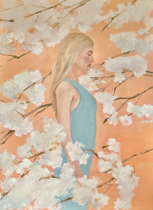 Peinture intitulée "Spring Blossoms" par Ditim, Œuvre d'art originale, Huile Monté sur Châssis en bois