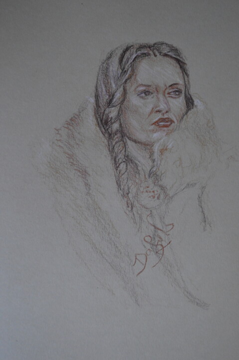 Dessin intitulée "Viking maiden" par Diviciac, Œuvre d'art originale, Crayon