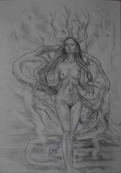 Drawing titled "Queen of the marsh…" by Diviciac, Original Artwork, Pencil