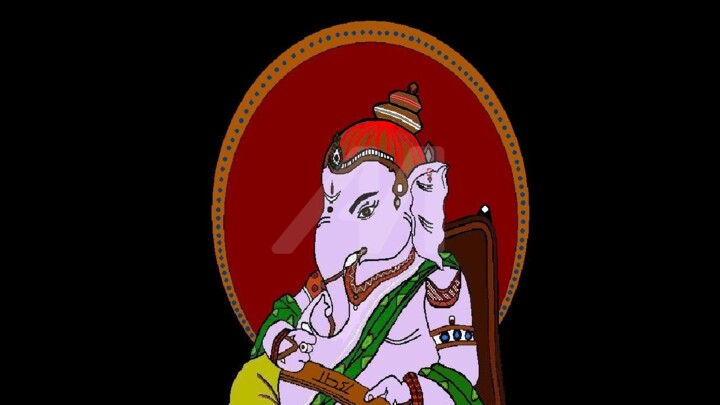 Peinture intitulée "Ganapathy" par Divya Subramaniam, Œuvre d'art originale