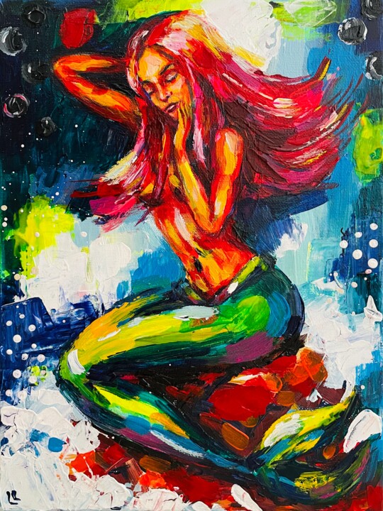 Картина под названием "Mermaid Pop art pai…" - Dizlarka, Подлинное произведение искусства, Акрил Установлен на Деревянная ра…