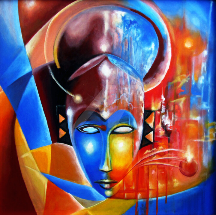 Peinture intitulée "esprit des ancetres" par Doe, Œuvre d'art originale, Acrylique