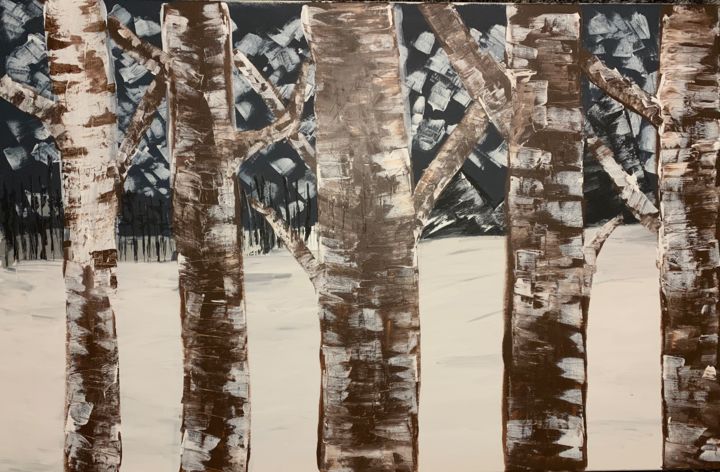Painting titled "Derrière les arbres" by Dj Angedechu, Original Artwork, Acrylic
