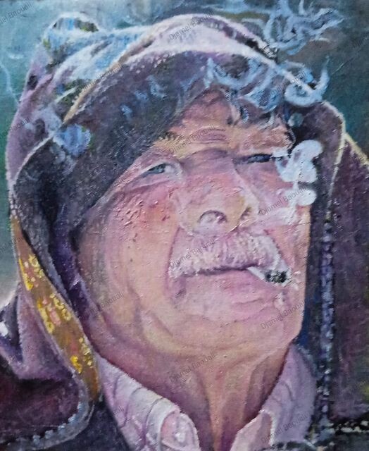 Peinture intitulée "Homme qui fume" par Djamel Baouali, Œuvre d'art originale, Huile