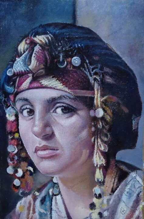 Malarstwo zatytułowany „arab girl” autorstwa Djamel Baouali, Oryginalna praca, Olej