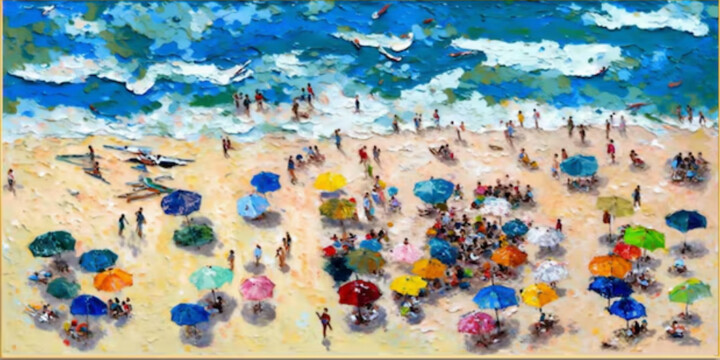 Malarstwo zatytułowany „Beach Seascape” autorstwa Djamel Eddine Hafis, Oryginalna praca, Akryl