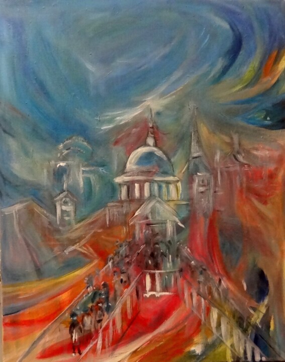 Pittura intitolato "L'appel de Londres" da Djamel Eddine Hafis, Opera d'arte originale, Acrilico