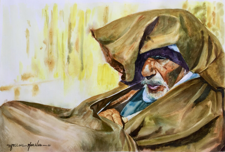 Painting titled "Impassivity" by Djelloul Merhab, Original Artwork, Watercolor