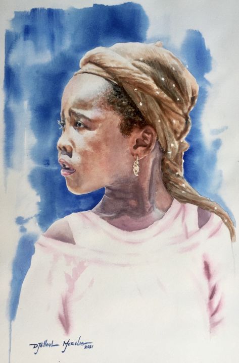 Peinture intitulée "be spontaneous" par Djelloul Merhab, Œuvre d'art originale, Aquarelle