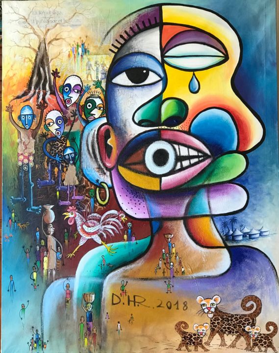 Painting titled "LE VERB’ART" by Roger Djiguemdé, Original Artwork, Acrylic