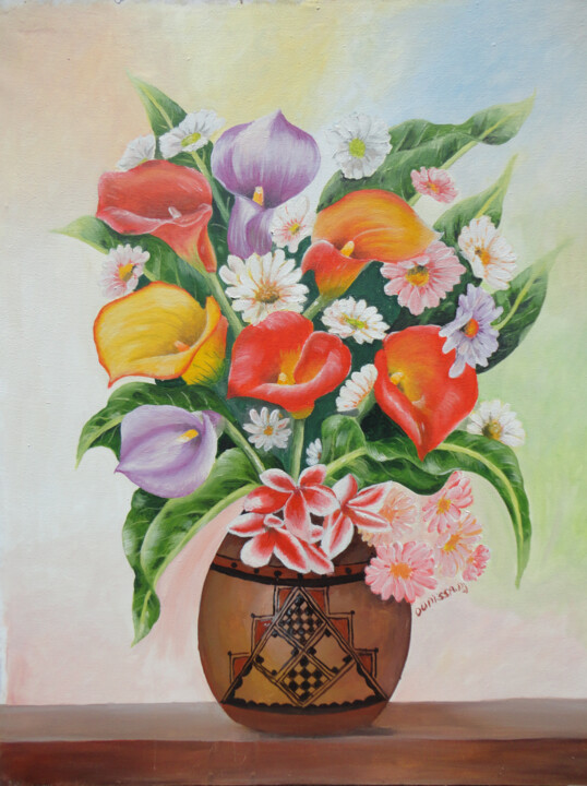 Peinture intitulée "dsc00405.png" par Djilali Ouaissa, Œuvre d'art originale, Huile